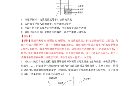 专题06细胞的物质输入和输出（精练）（解析版）_新高考复习资料_2024年新高考复习资料_一轮复习资料_完备战2024年高考生物一轮复习串讲精练（新高考专用）_精练_解析版