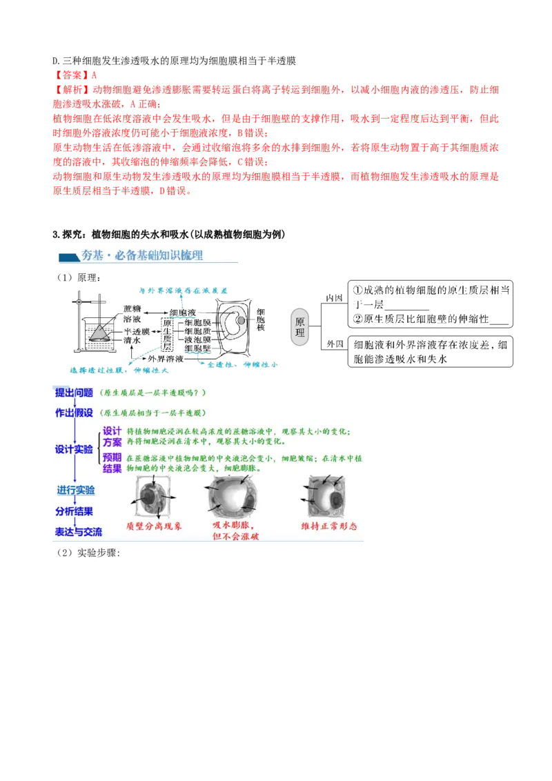 第7讲物质运输（讲义）（教师版）_2024年新高考资料_1.2024一轮复习_2024年高考生物一轮复习讲练测（新教材新高考）