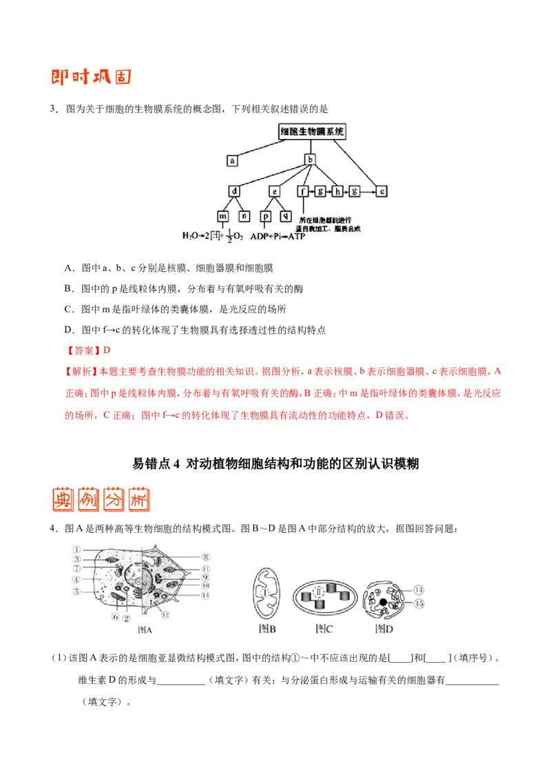 专题01细胞的分子组成和结构-备战2019年高考生物之纠错笔记系列（原卷版）_新高考复习资料_2022年新高考复习资料_2022年一轮复习最新版_1.2022年高考生物一轮复习全国通用版
