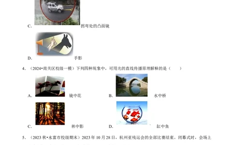 2025年中考物理复习难题速递之光现象辨析_8、物理总复习_2025年中考复习资料_2025年中考物理复习难题速递