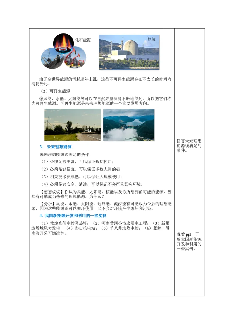 22.4能源与可持续发展（教学设计）-（人教版）_初物_八年级上下册+九年级全一册物理_九年级物理全一册_教学设计