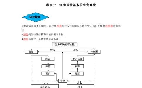 专题01走近细胞（串讲）（解析版）_新高考复习资料_2024年新高考复习资料_一轮复习资料_完备战2024年高考生物一轮复习串讲精练（新高考专用）_串讲_解析版