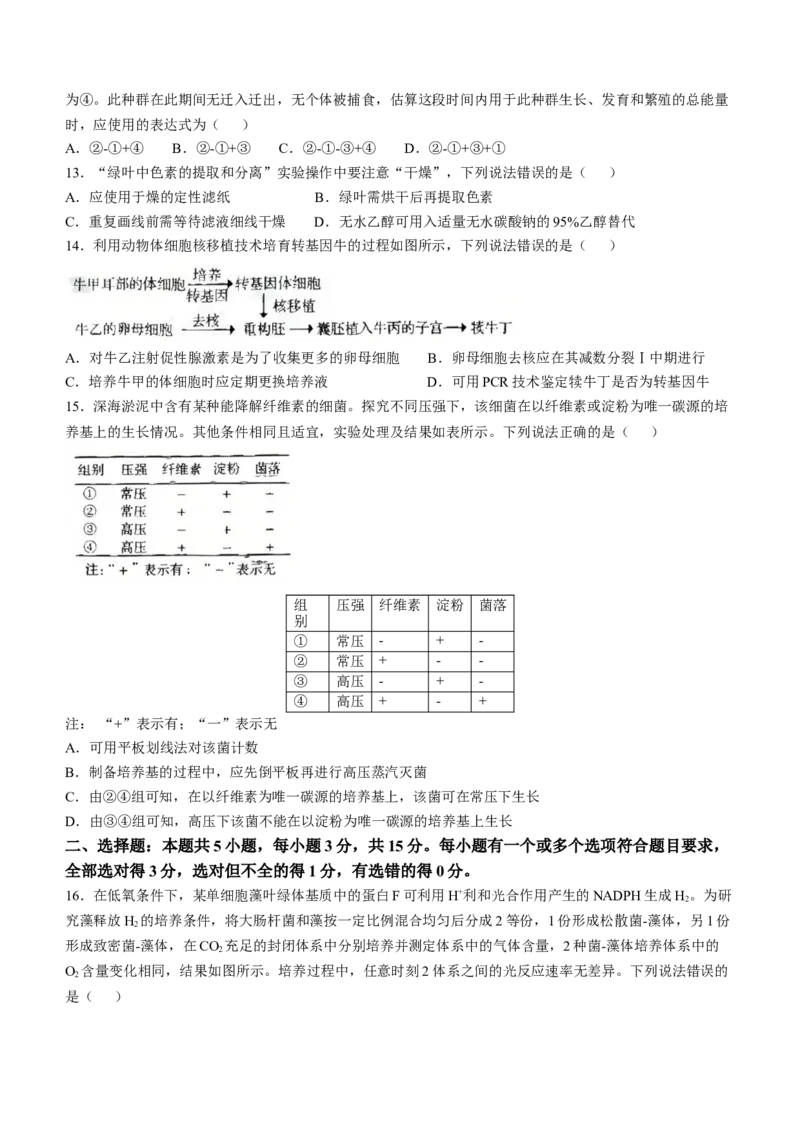 2025年山东生物高考试题（word版）_历年全国高考真题_2025全国各省高考真题+答案_山东卷_生物