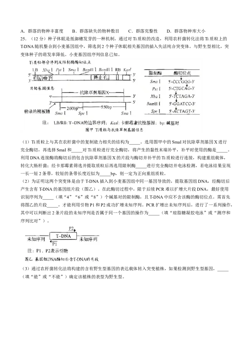 2025年山东生物高考试题（word版）_历年全国高考真题_2025全国各省高考真题+答案_山东卷_生物