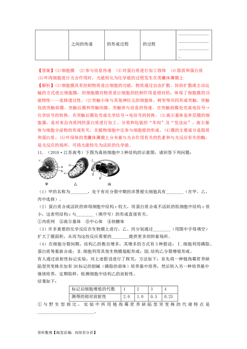 专题05细胞器和生物膜系统（串讲）（解析版）_新高考复习资料_2024年新高考复习资料_一轮复习资料_完备战2024年高考生物一轮复习串讲精练（新高考专用）_串讲_解析版