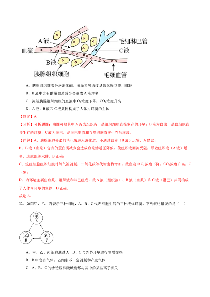 第八单元稳态与调节（测试）（解析版）_2024年新高考资料_1.2024一轮复习_2024年高考生物一轮复习讲练测（新教材新高考）