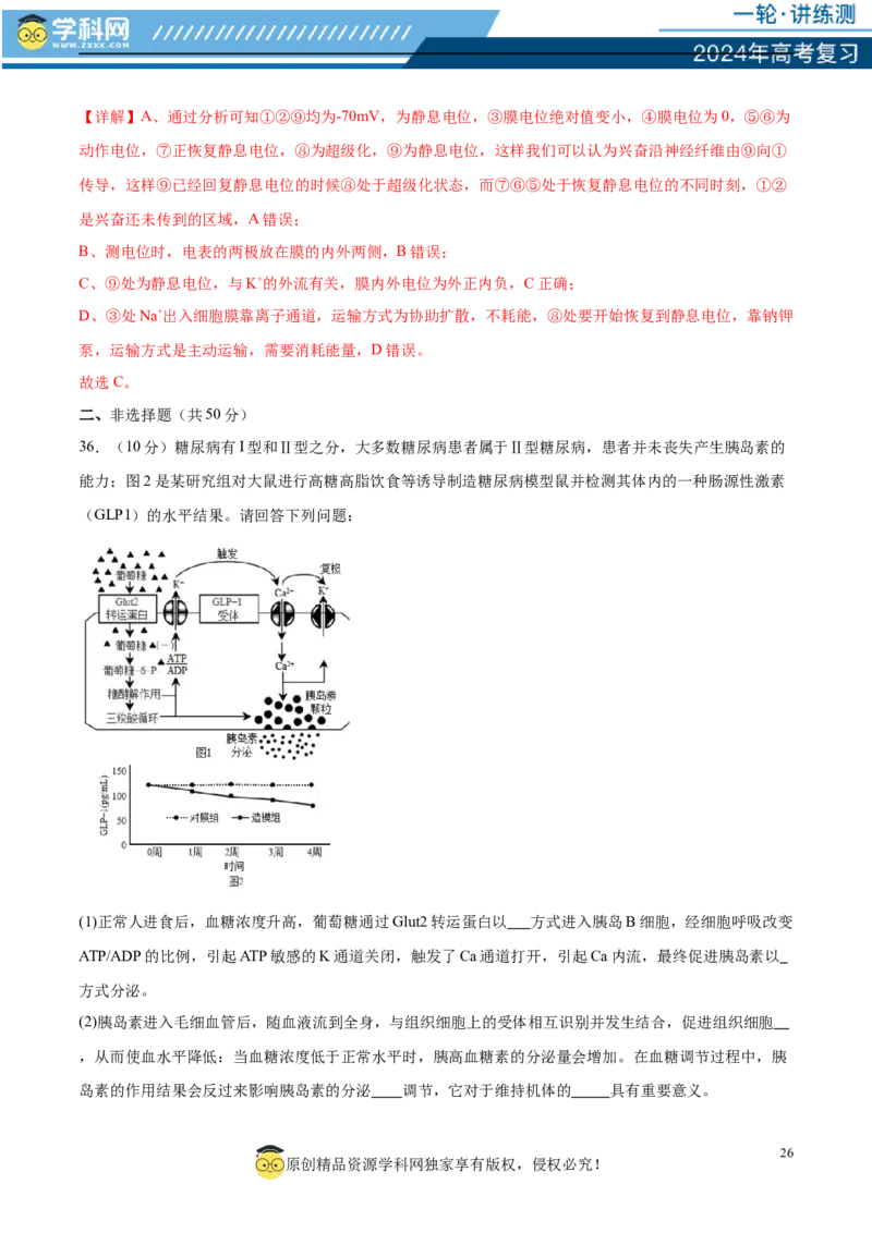第八单元稳态与调节（测试）（解析版）_2024年新高考资料_1.2024一轮复习_2024年高考生物一轮复习讲练测（新教材新高考）