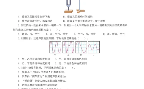 专题01声现象（测试）（原卷版）_8、物理总复习_2024年中考复习资料_一轮复习_课件+讲义+练习2024年中考物理一轮复习讲练测（全国通用）_配套练习（原卷版+解析版）