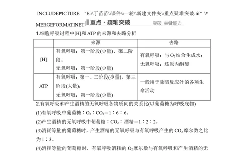 第8讲细胞呼吸_2024年新高考资料_1.2024一轮复习_2024年高考生物一轮复习讲义（新人教版）_另附1套Word版题库_必修1_第三单元细胞的能量供应和利用