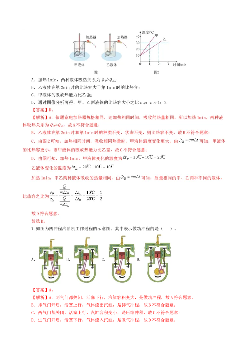 专题05内能、内能的利用（测试）（解析版）_8、物理总复习_2024年中考复习资料_一轮复习_课件+讲义+练习2024年中考物理一轮复习讲练测（全国通用）_配套练习（原卷版+解析版）