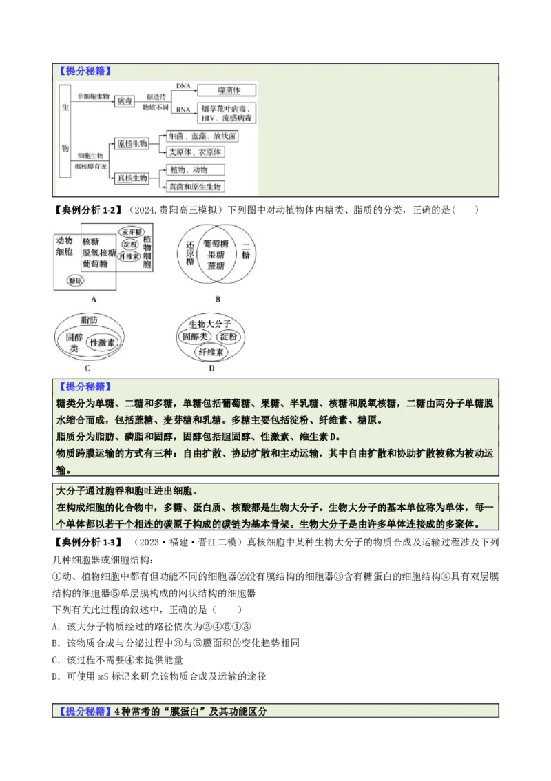 专题04比较归纳型选择题（原卷版）_2025年新高考资料_二轮复习_2025年高考生物二轮热点题型归纳与变式演练（新高考通用）3404350