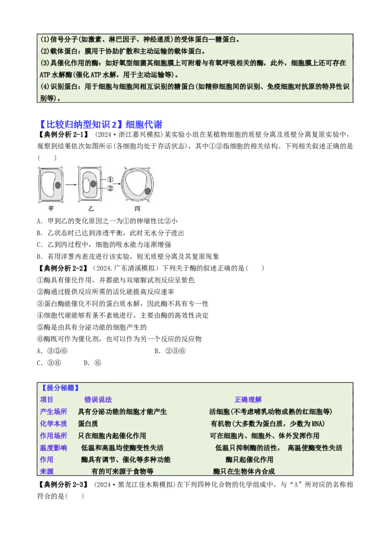 专题04比较归纳型选择题（原卷版）_2025年新高考资料_二轮复习_2025年高考生物二轮热点题型归纳与变式演练（新高考通用）3404350