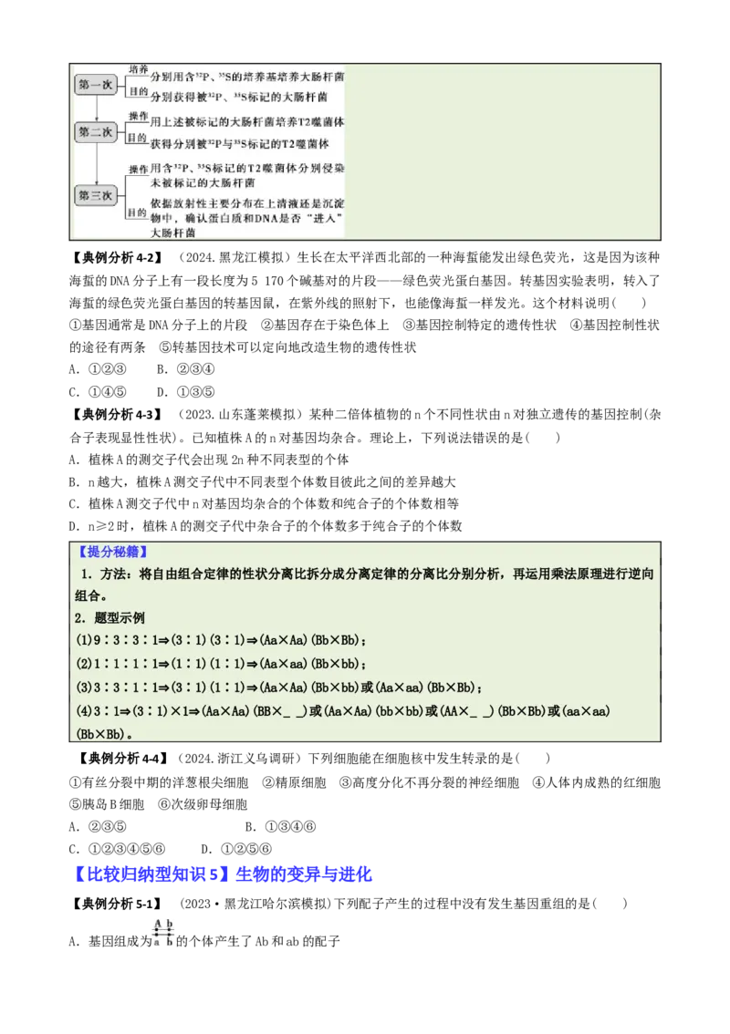 专题04比较归纳型选择题（原卷版）_2025年新高考资料_二轮复习_2025年高考生物二轮热点题型归纳与变式演练（新高考通用）3404350