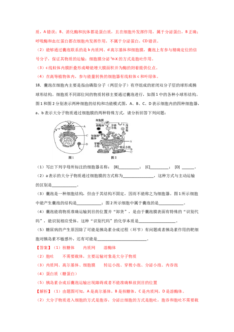 专题05细胞器与生物膜系统(教师版)_新高考复习资料_2023年新高考复习资料_二轮复习_增分要点2023高考生物二轮复习专题解读和分层训练291073137