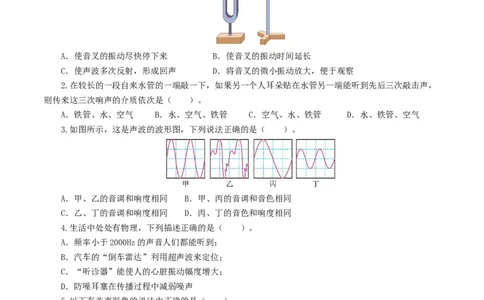 专题01声现象（测试）（原卷版）_8、物理总复习_8.中考物理总复习_2024年中考复习资料_一轮复习资料_完2024年中考物理一轮复习课件+讲义+练习（全国通用）