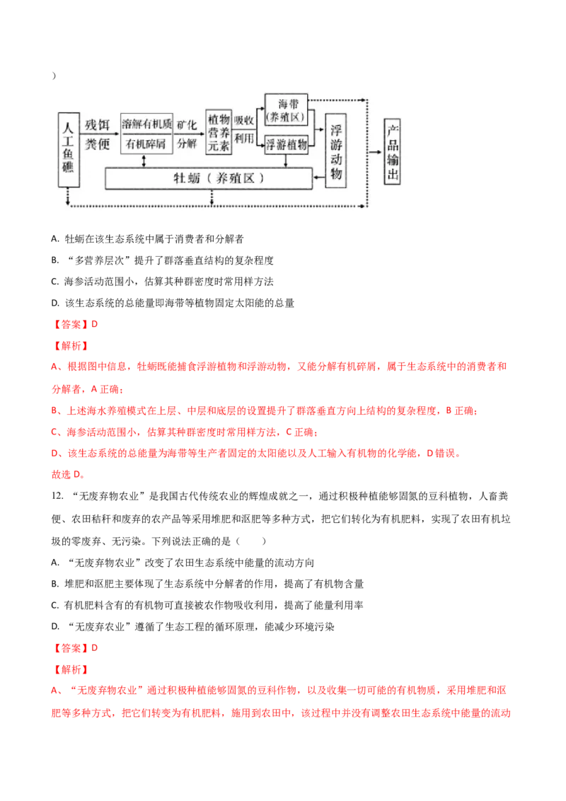 黄金卷01（解析版）-赢在高考&middot;黄金8卷备战2024年高考生物模拟卷（山东专用）_2024年新高考资料_4.2024高考模拟预测试卷