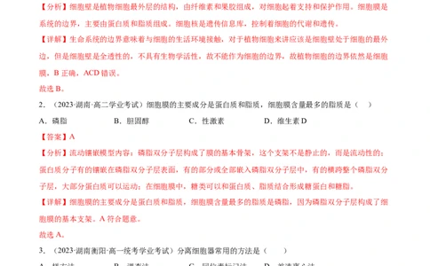 第二单元细胞的结构、功能和物质运输（测试）（解析版）_2024年新高考资料_1.2024一轮复习_2024年高考生物一轮复习讲练测（新教材新高考）