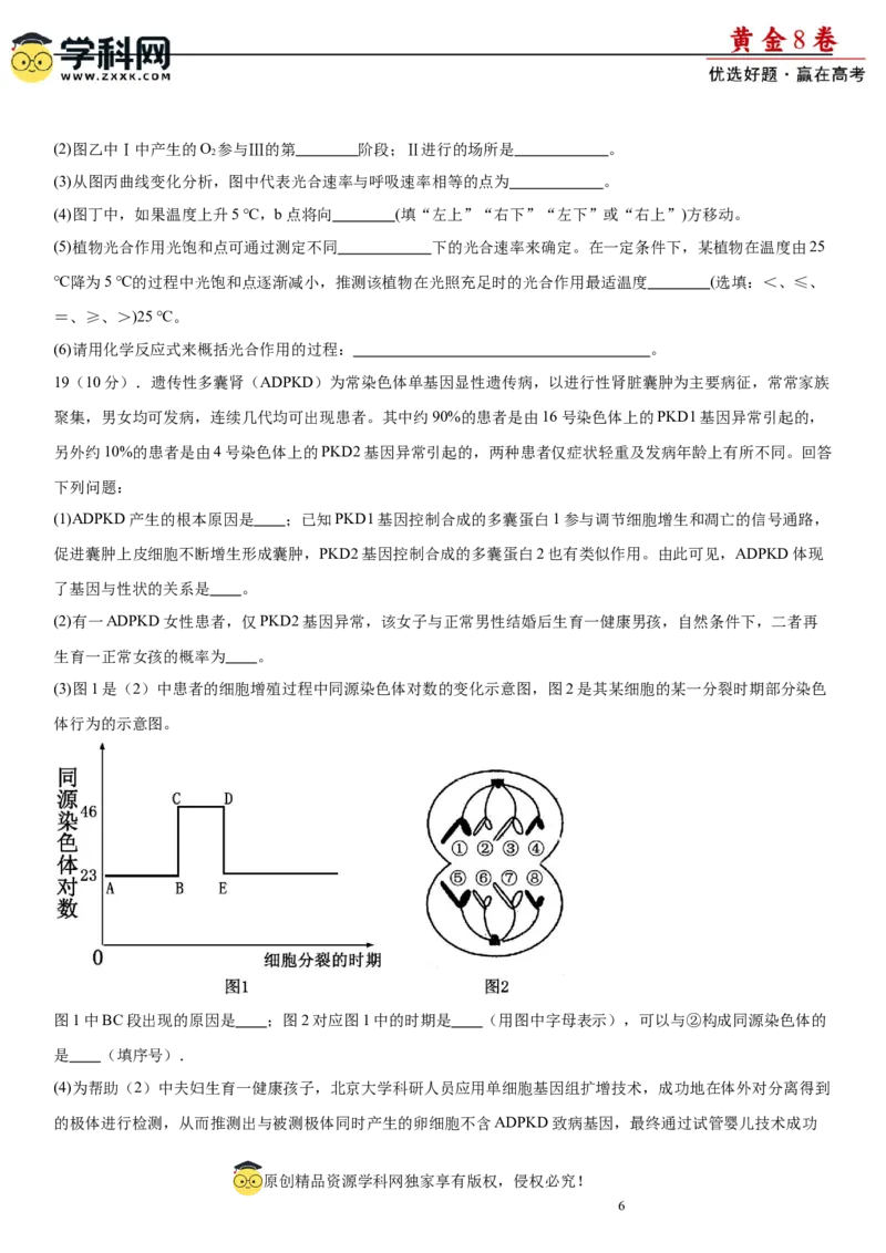 黄金卷01（原卷版）_2024年新高考资料_4.2024高考模拟预测试卷_赢在高考&middot;黄金8卷备战2024年高考生物模拟卷（湖南专用）31263208