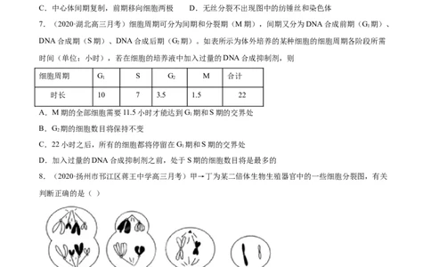 专题04有丝分裂和减数分裂-2021年高考真题和模拟题生物分项汇编（原卷版）_新高考复习资料_2022年新高考复习资料_2021年高考真题和模拟题生物分项汇编7.30更新