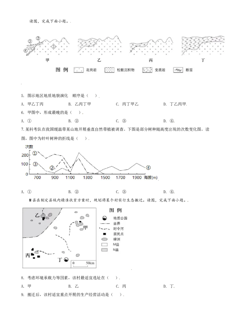 2021年高考地理试卷（北京）（空白卷）_北京市高考历年真题_地理