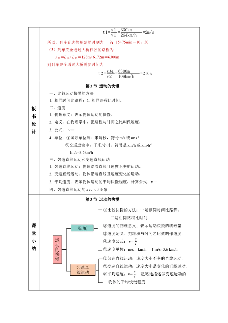1.3运动的快慢（教学设计）-（人教版2024）_初物_八年级上下册+九年级全一册物理_八年级物理上册_教学设计（完）