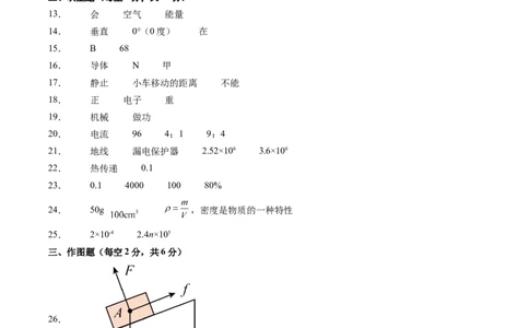 2024年江苏省物理中考第二次模拟考试（无锡卷）（参考答案及评分标准）_8、物理总复习_2024中考模拟题物理_二模_物理（无锡卷）-：2024年中考第二次模拟考试
