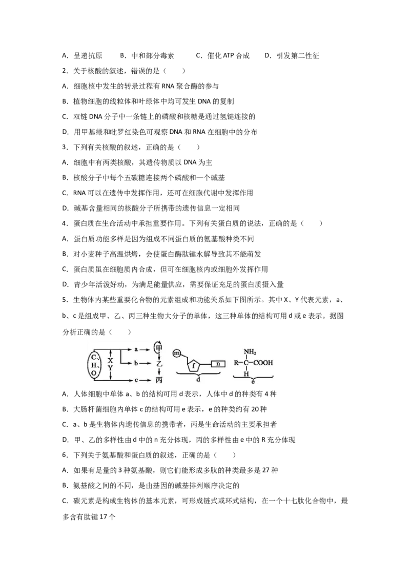 专题03蛋白质与核酸(学生版)_新高考复习资料_2023年新高考复习资料_二轮复习_增分要点2023高考生物二轮复习专题解读和分层训练291073137
