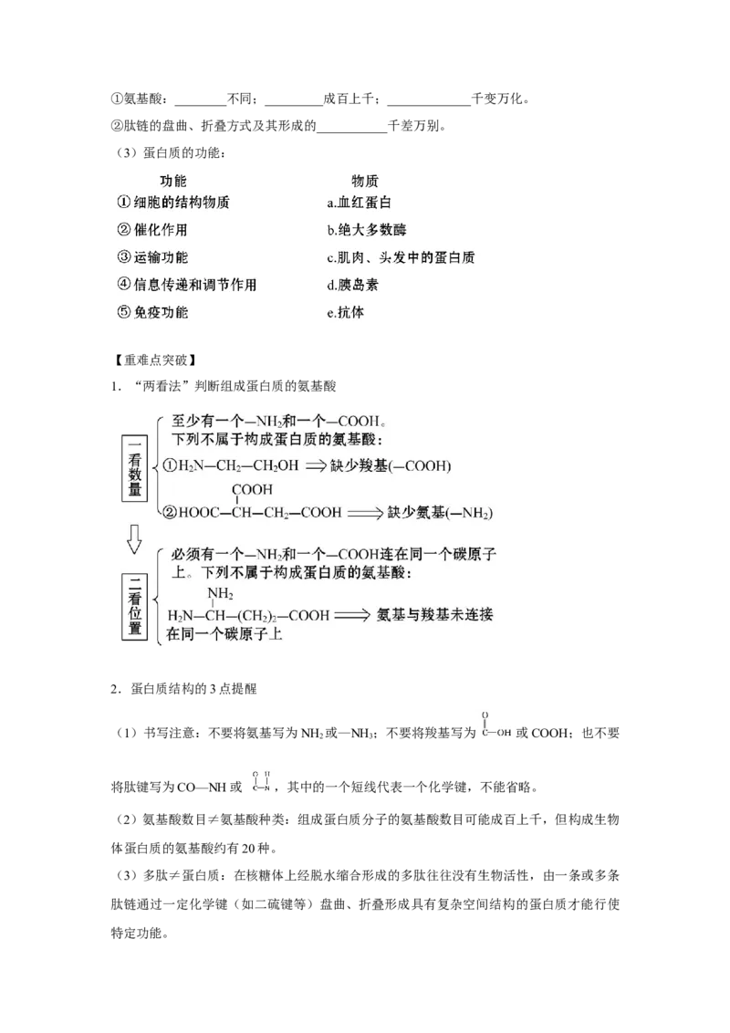 专题03蛋白质与核酸(学生版)_新高考复习资料_2023年新高考复习资料_二轮复习_增分要点2023高考生物二轮复习专题解读和分层训练291073137