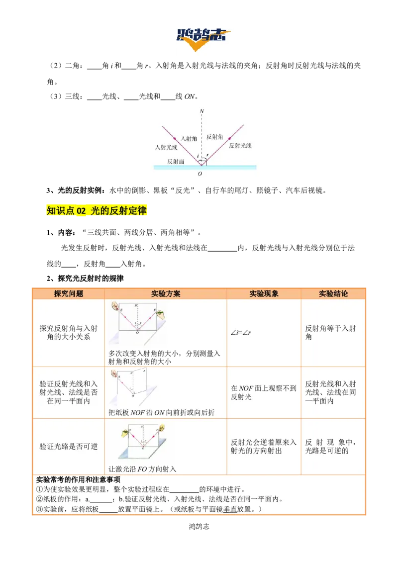 专题02光现象（5大模块知识清单+5个易混易错+3种方法技巧+典例真题精析）（原卷版）_8、物理总复习_物理一轮复习