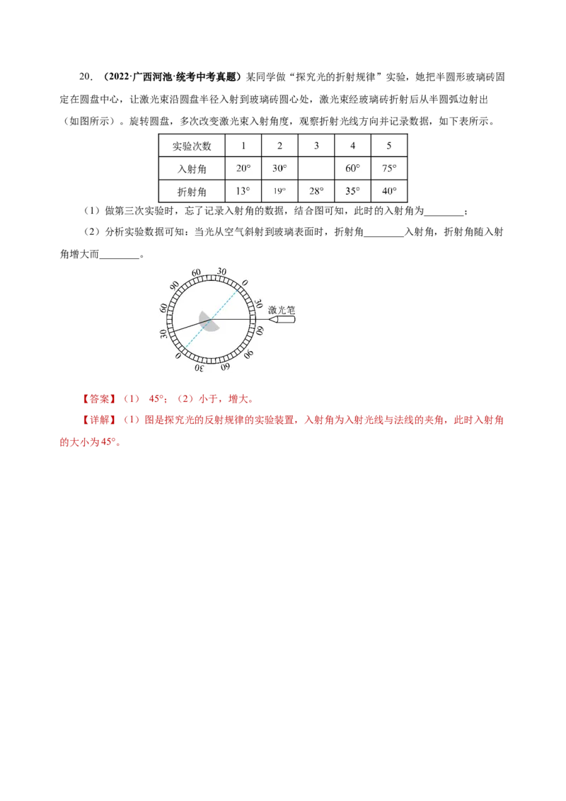 4.4光的折射（分层作业）-（人教版）解析版_初物_八年级上下册+九年级全一册物理_八年级物理上册_老课标资料_同步练习
