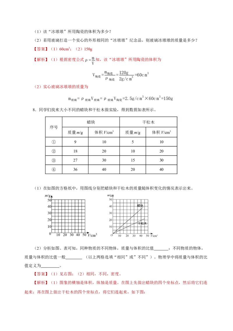 6.2密度（导学案）-（人教版）教师版_初物_八年级上下册+九年级全一册物理_八年级物理上册_老课标资料_导学案
