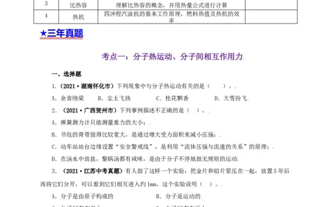 专题05内能及其应用（原卷版）_8、物理总复习_8.中考物理总复习_2022年中考复习资料_三年（2019-2021）中考真题物理分项汇编（全国通用）