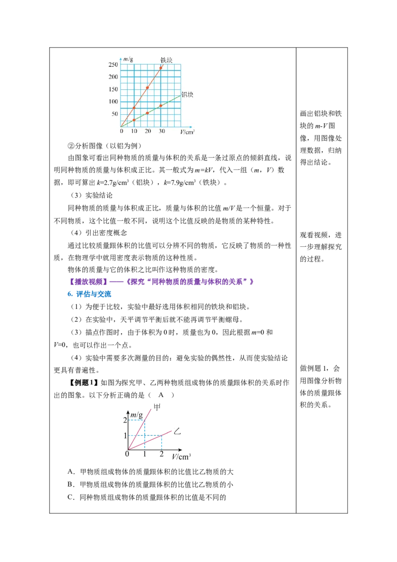 6.2密度（教学设计）-（人教版2024）_初物_八年级上下册+九年级全一册物理_八年级物理上册_教学设计（完）