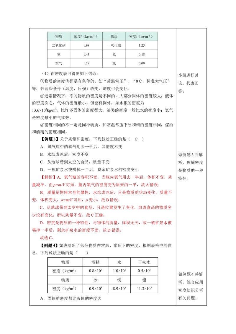 6.2密度（教学设计）-（人教版2024）_初物_八年级上下册+九年级全一册物理_八年级物理上册_教学设计（完）