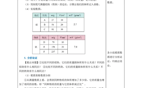 6.2密度（教学设计）-（人教版2024）_初物_八年级上下册+九年级全一册物理_八年级物理上册_教学设计（完）
