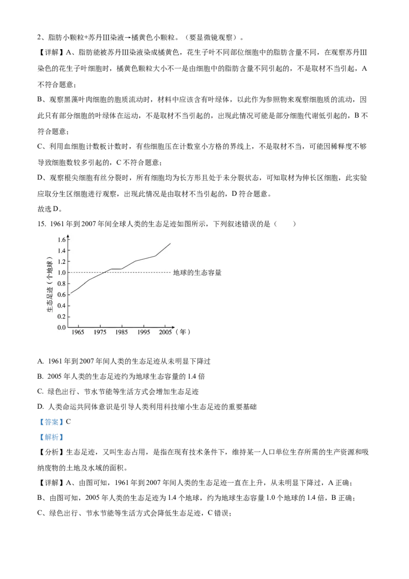 2024年高考生物试卷（北京）（含答案）_北京市高考历年真题_生物