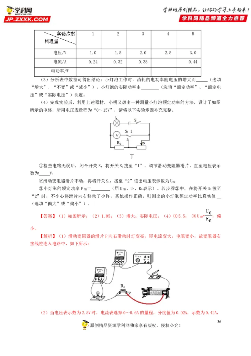 专项六测量电功率电流热效应实验（解析版）_8、物理总复习_8.中考物理总复习_2022年中考复习资料_三年（2019-2021）中考真题物理分项汇编（全国通用）