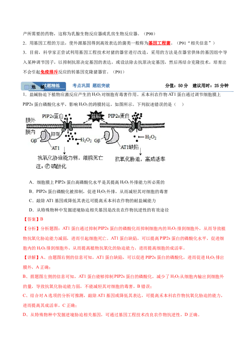 考点通关卷36基因工程（解析版）_2024年新高考资料_1.2024一轮复习_2024年高考生物一轮复习考点通关卷（新高考通用）