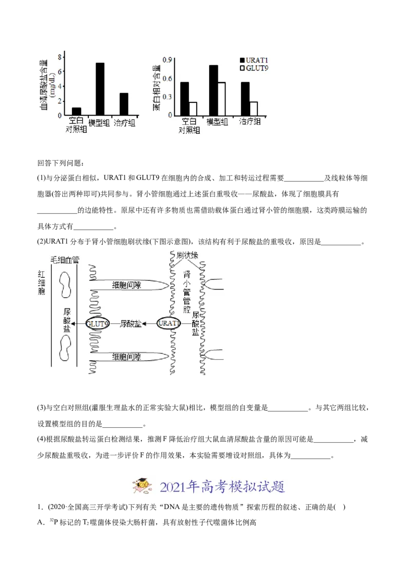 专题06遗传的分子基础-2021年高考生物真题与模拟题分类训练（学生版）_新高考复习资料_2023年新高考复习资料_一轮复习_2023年新高考大一轮复习讲义