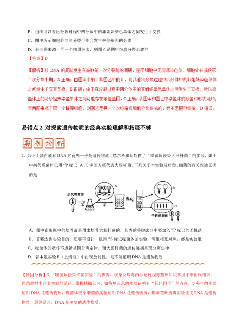 专题04遗传的细胞基础和分子基础-备战2019年高考生物之纠错笔记系列（解析版）_新高考复习资料_2022年新高考复习资料_2022年一轮复习最新版_1.2022年高考生物一轮复习全国通用版