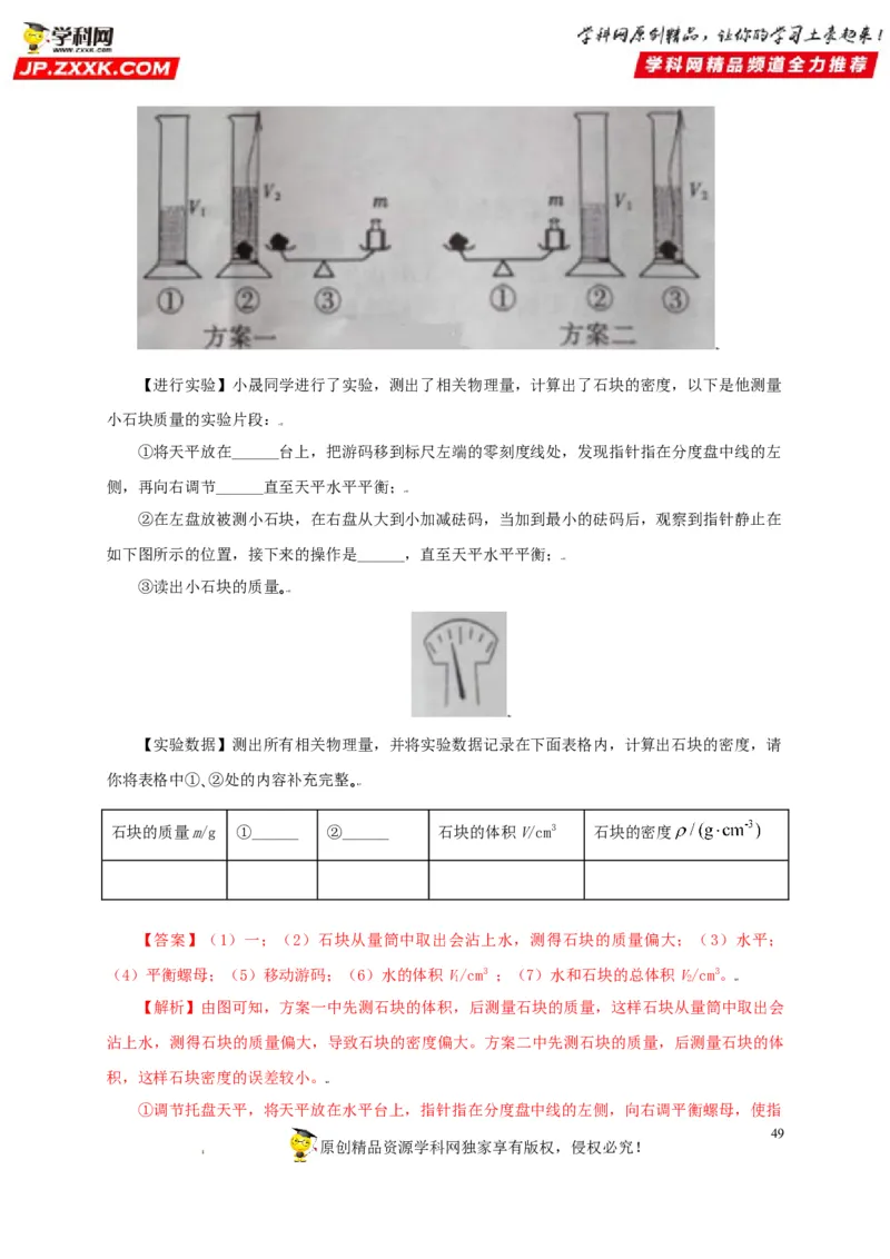 专题06质量和密度（解析版）_8、物理总复习_8.中考物理总复习_2022年中考复习资料_三年（2019-2021）中考真题物理分项汇编（全国通用）