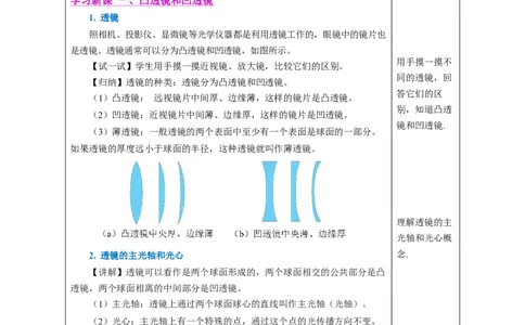 5.1透镜（教学设计）-（人教版2024）_初物_八年级上下册+九年级全一册物理_八年级物理上册_教学设计（完）