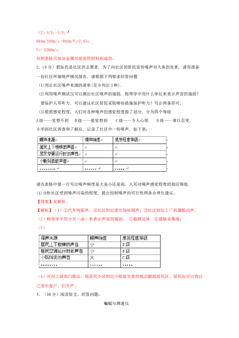 04.《声现象》单元核心素养达标B卷（解析版）_初物_八年级上下册+九年级全一册物理_八年级物理上册_期中+期末（完）_期末