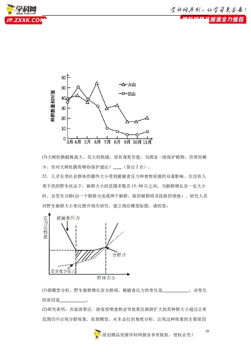 第九单元生物与环境（测试卷）（原卷版）_2024年新高考资料_3.2024专项复习_备战2024年高考生物一轮复习重难点专项突破