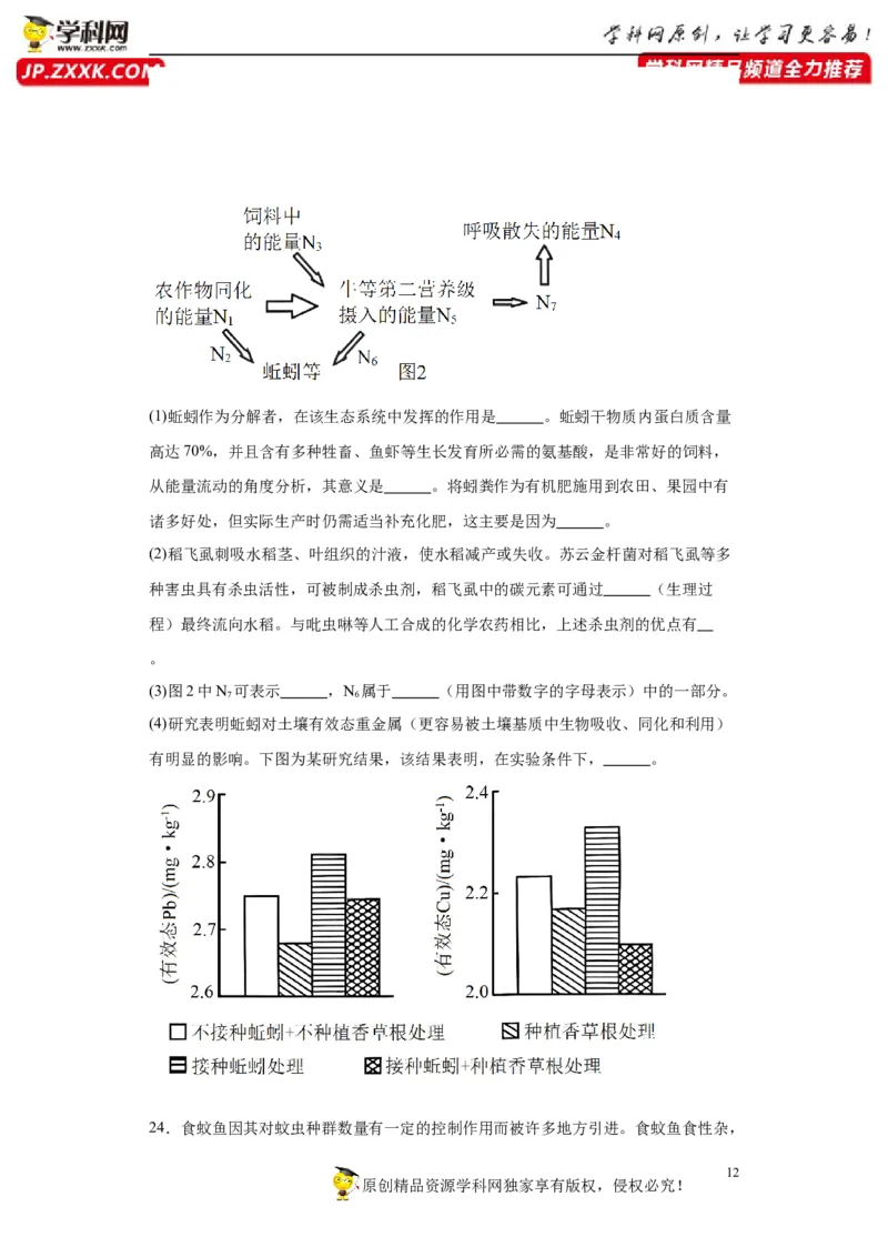 第九单元生物与环境（测试卷）（原卷版）_2024年新高考资料_3.2024专项复习_备战2024年高考生物一轮复习重难点专项突破