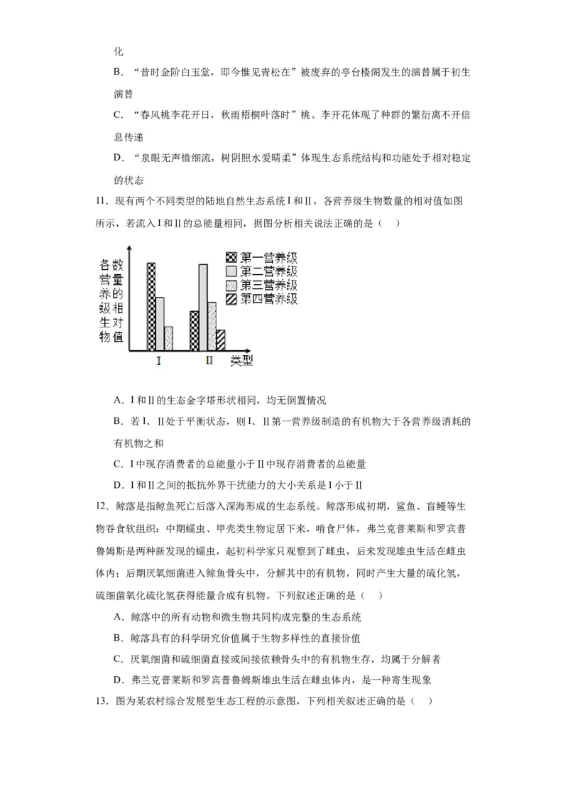 第九单元生物与环境（测试卷）（原卷版）_2024年新高考资料_3.2024专项复习_备战2024年高考生物一轮复习重难点专项突破