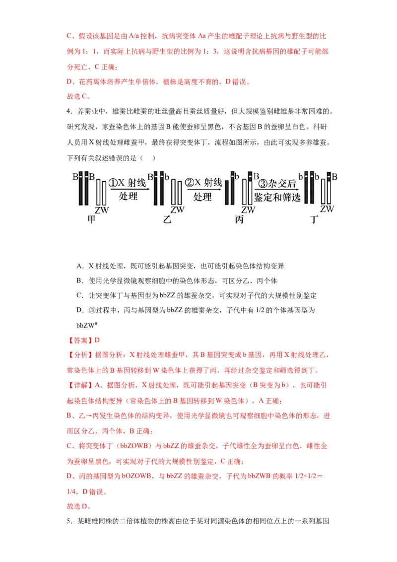 第七单元变异与进化（测试卷）（解析版)_2024年新高考资料_3.2024专项复习_备战2024年高考生物一轮复习重难点专项突破