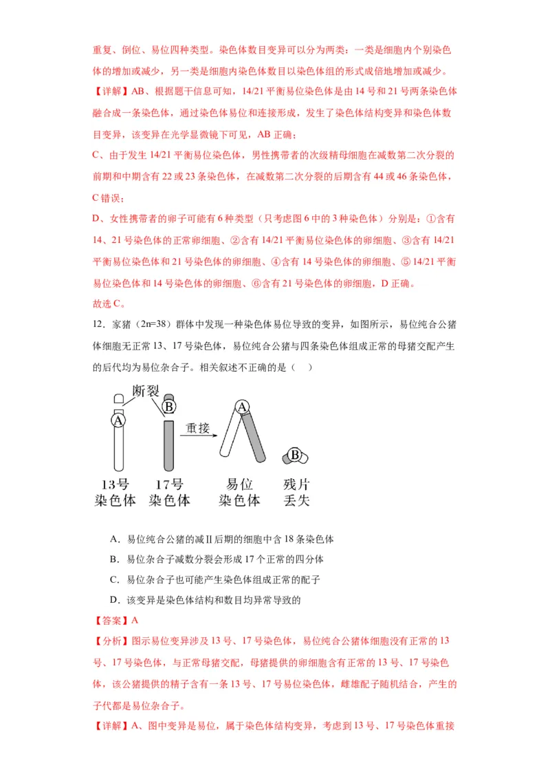 第七单元变异与进化（测试卷）（解析版)_2024年新高考资料_3.2024专项复习_备战2024年高考生物一轮复习重难点专项突破