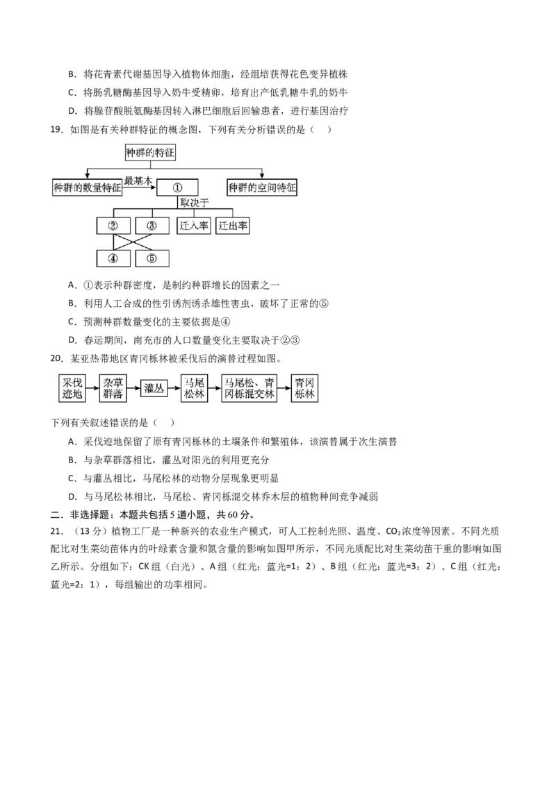 黄金卷02（新教材单科）-赢在高考&middot;黄金8卷备战2024年高考生物模拟卷（全国卷专用）（考试版）_2024年新高考资料_4.2024高考模拟预测试卷