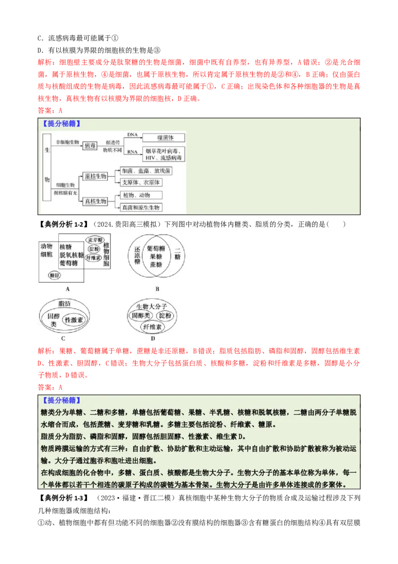 专题04比较归纳型选择题（解析版）_2025年新高考资料_二轮复习_2025年高考生物二轮热点题型归纳与变式演练（新高考通用）3404350